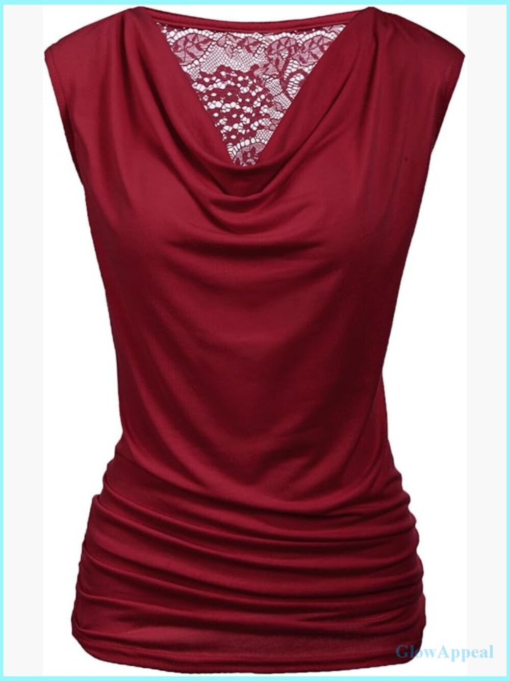 Ruched Cowl Neck Tank Top for Women, Sleeveless Business Casual Tunic